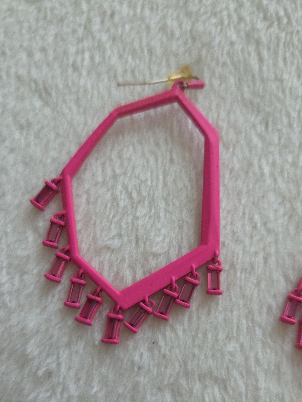 Kendra Scott Hot Pink Matte Thomas Drop Earrings Crystal Dangle - Picture 7 of 10
